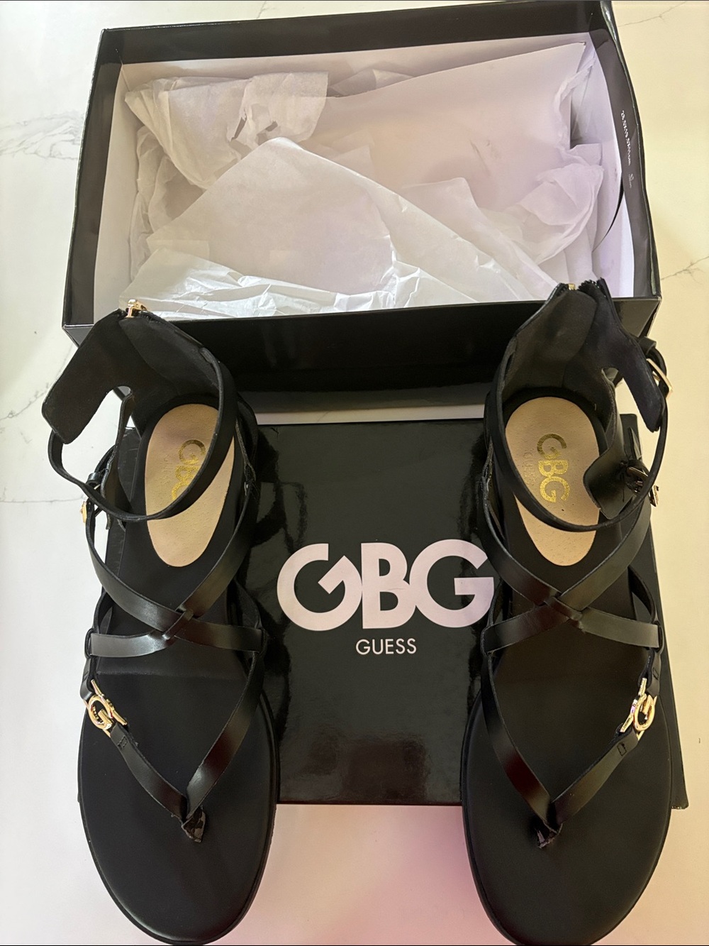 Guess Black Carlyn Strappy Sandals